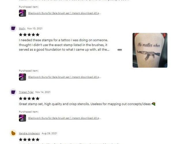 ArtStation 40 Procreate Guns stamps Tattoo stencil Procreate