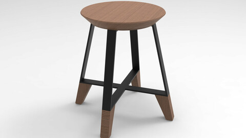 Chair, Wood an Metal Stool, Minimalist Stool