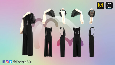 (Menswear) Overall with knit sleeve