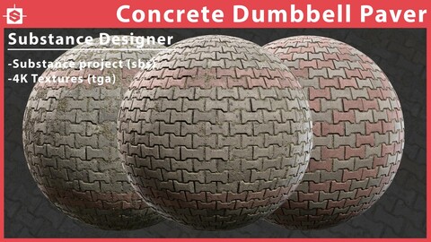 Concrete Dumbbell Pavers Bricks - Substance Designer