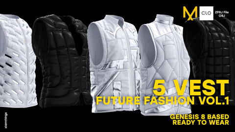 Future Fashion Vest / Waistcoat Pack Vol.1 - Clo3D / Marvelous Designer + OBJ / NO TEXTURE / DIGITAL FASHION