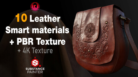 10 Leather Smart Materials + PBR Textures _ Vol01