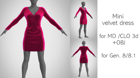 MARGOT mini dress / CLO 3D / Marvelous Designer + OBJ