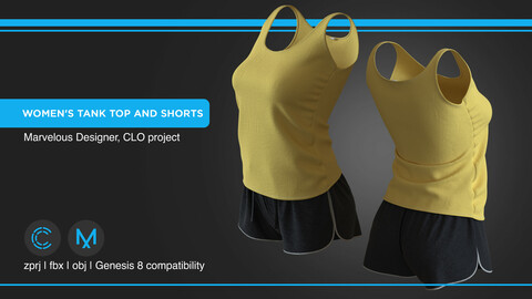 Women's Tank Top and Shorts | clo3d | marvelous designer