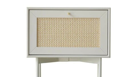 Bund Woody White Rattan Side Table