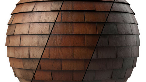 Roof Tile Materials 1- Wood Roofing By 3 color, Pbr, 4k