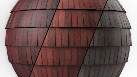 Roof Tile Materials 2- Wood Roofing By 3 color, Pbr, 4k