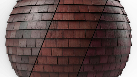 Roof Tile Materials 4- Wood Roofing By 3 color, Pbr, 4k