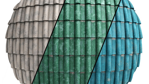 Roof Tile Materials 7- Concrete Roof By 3 color, Pbr By Sbsar, 4k