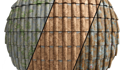 Roof Tile Materials 8- Concrete Roof By 3 color, Pbr By Sbsar, 4k