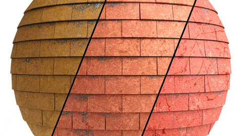 Roof Tile Materials 14- Cement Roof By 3 color, Pbr By Sbsar, 4k