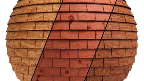 Roof Tile Materials 15- Wood Roof By 3 color, Pbr By Sbsar, 4k