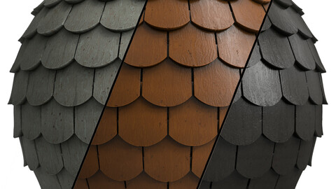 Roof Tile Materials 19- Wood Roof By 3 color, Pbr By Sbsar, 4k