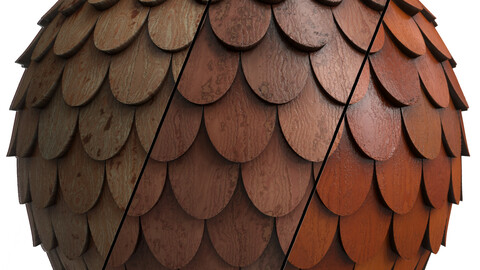 Roof Tile Materials 22- Wood Roof By 3 color, Pbr By Sbsar, 4k