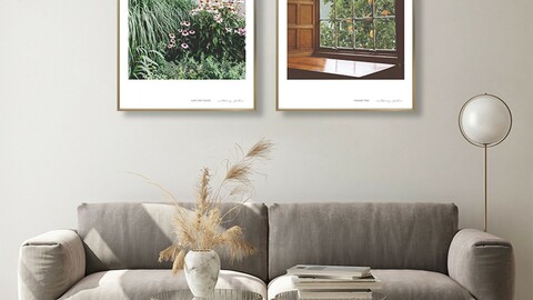 Home Cafe Nordic Living Room Interior Framed Poster