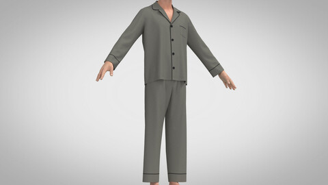 Men Pyjama Sleepwear, Marvelous Designer, Clo3D +fbx, obj
