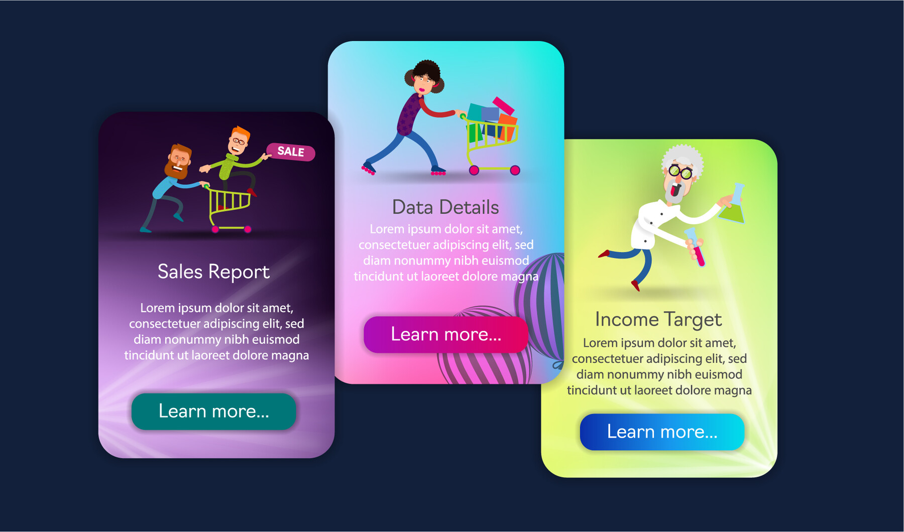 ArtStation - Elements of the web interface with cartoon characters ...