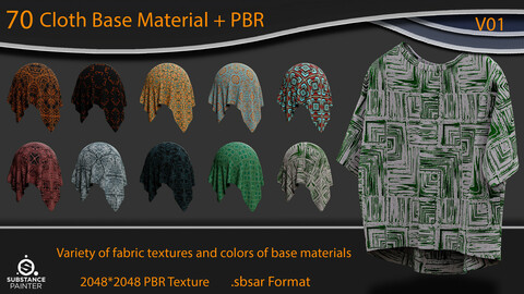 70 Cloth Base Material .sbsar + PBR Texture