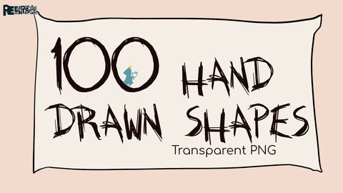 100 Hand Drawn Line Art Shapes | Graphic Resource Pack