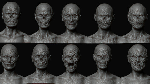 Zombi heads pack. 10 heads.