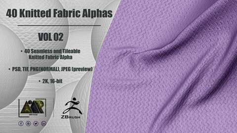 40 Knitted Fabric Alphas (Seamless and Tileable - Vol 02)