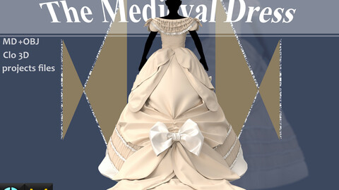 The Medieval Dress_Clo3d, Marvelous designer