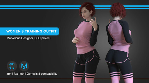 Women's Training Outfit | clo3d | marvelous designer