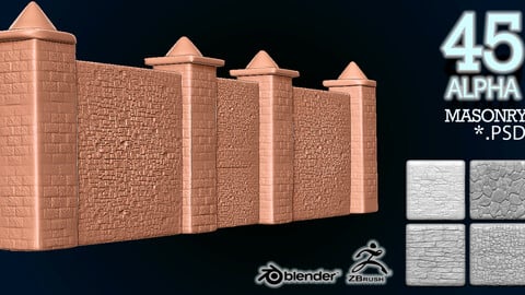Package 45 Alphas with imitation of masonry