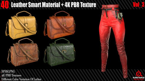 40 Leather Smart Material + 4K PBR Texture Vol_3