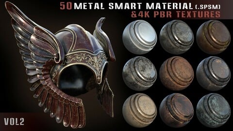 50 metal smart materials + 4k PBR textures - vol 2