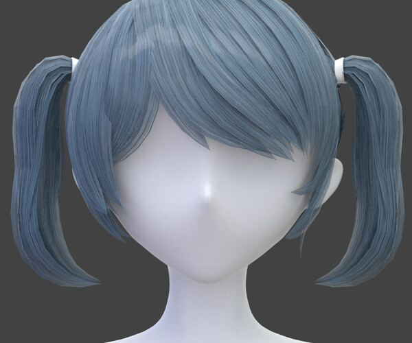 Anime Hairstyles Pack 9 types of hairstyles 3D model