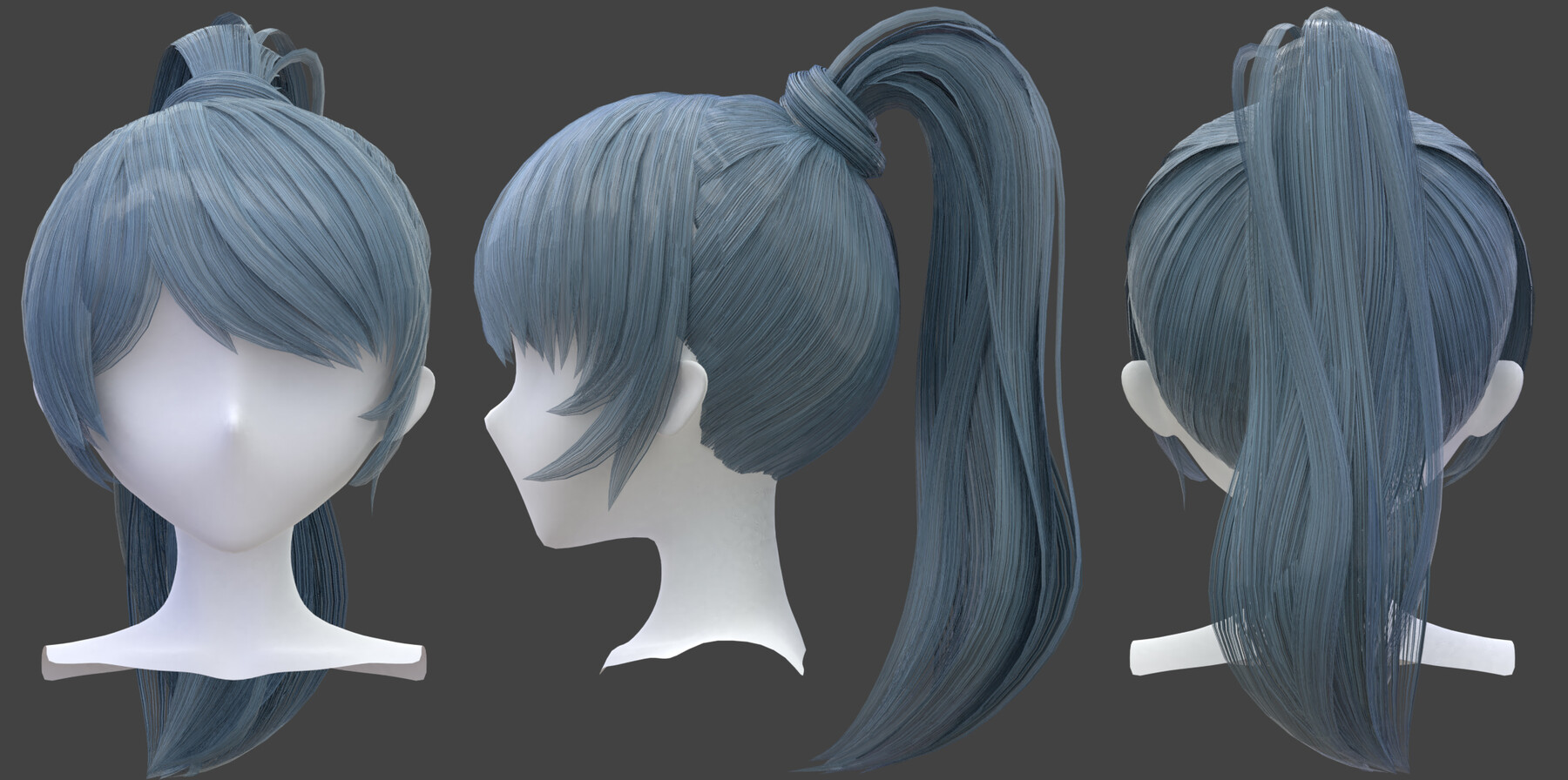 Anime Hairstyles Pack 9 types of hairstyles 3D model