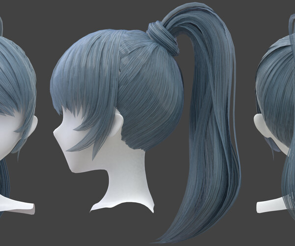 ArtStation - 8 types of Anime Hairstyles-Hair Curves((obj,fbx,blend ...