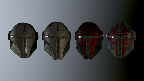 Mandalorian Art Helmets - Game Ready Pack Low-poly 3D model