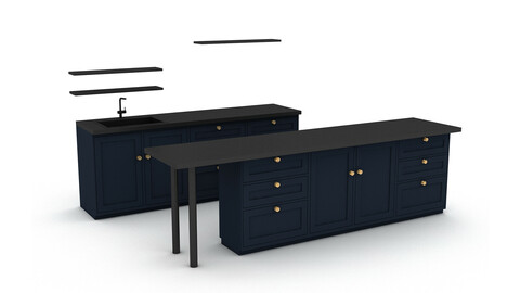3D model 3d modern kitchen design 02
