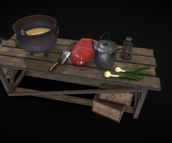 Artstation - Game Asset - Table For Preparing The Stew 