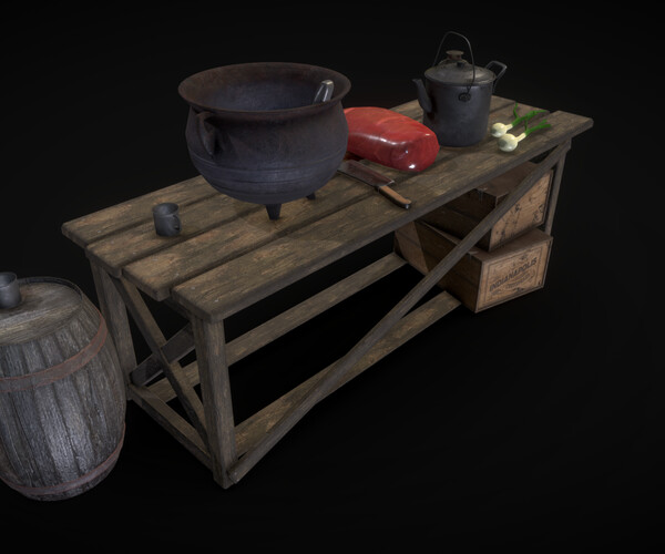 ArtStation - Game Asset - Table for preparing the stew | Game Assets