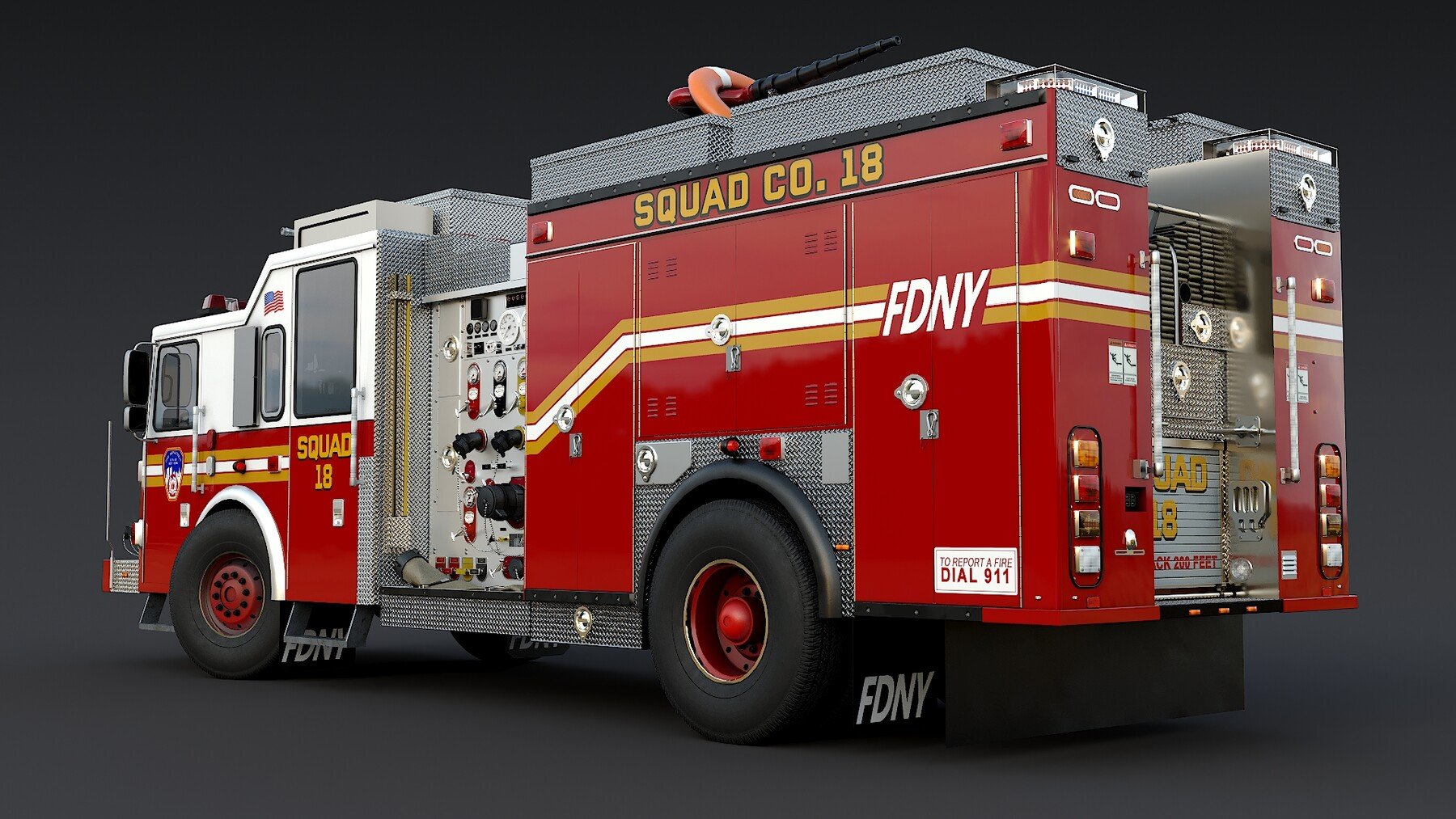 ArtStation - Fire Truck FDNY Squad with Interior | Game Assets