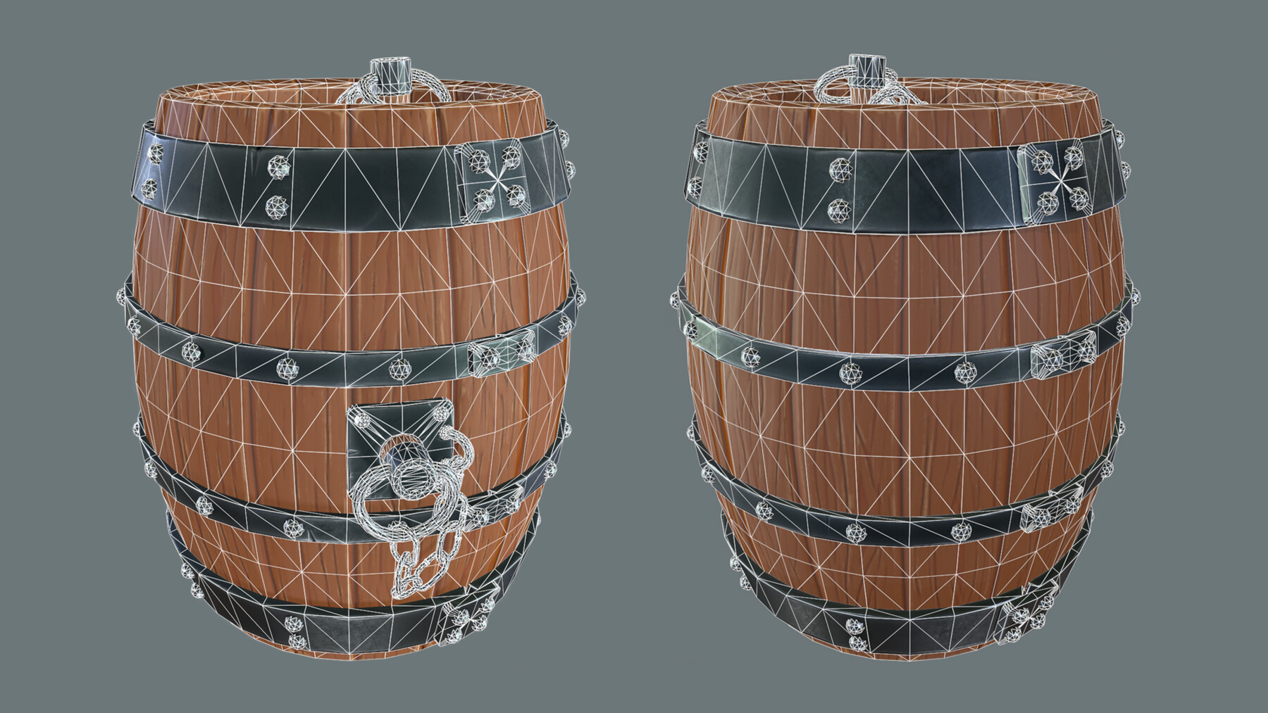 ArtStation Stylized Old Wooden Barrel Prop Game Assets