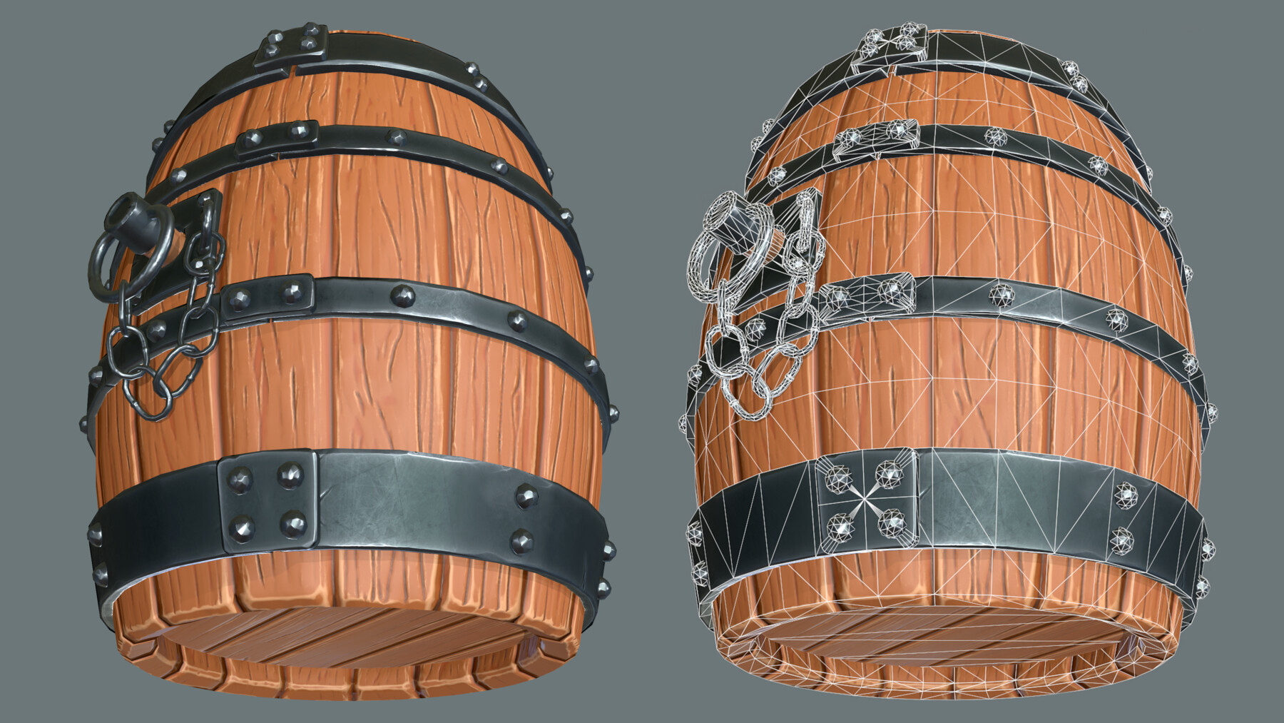 ArtStation Stylized Old Wooden Barrel Prop Game Assets