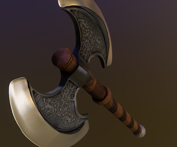 ArtStation - The Viking Double AXE 3d model PBR Game-ready Low poly ...