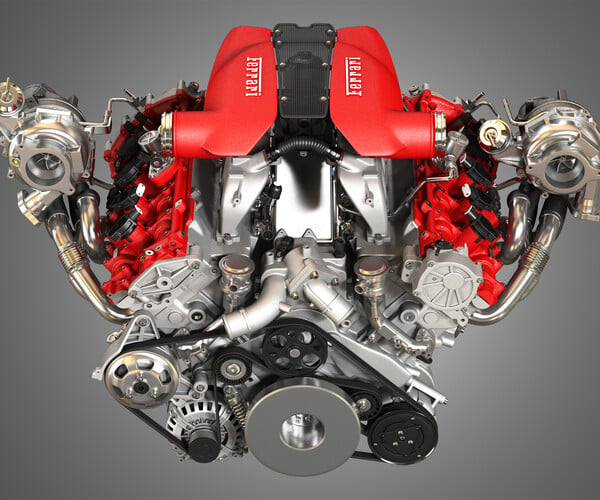 ArtStation - F8 Tributo Engine - V8 Twin Turbo Engine | Resources