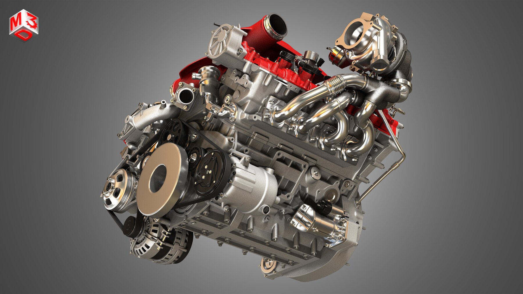 ArtStation - F8 Tributo Engine - V8 Twin Turbo Engine | Resources