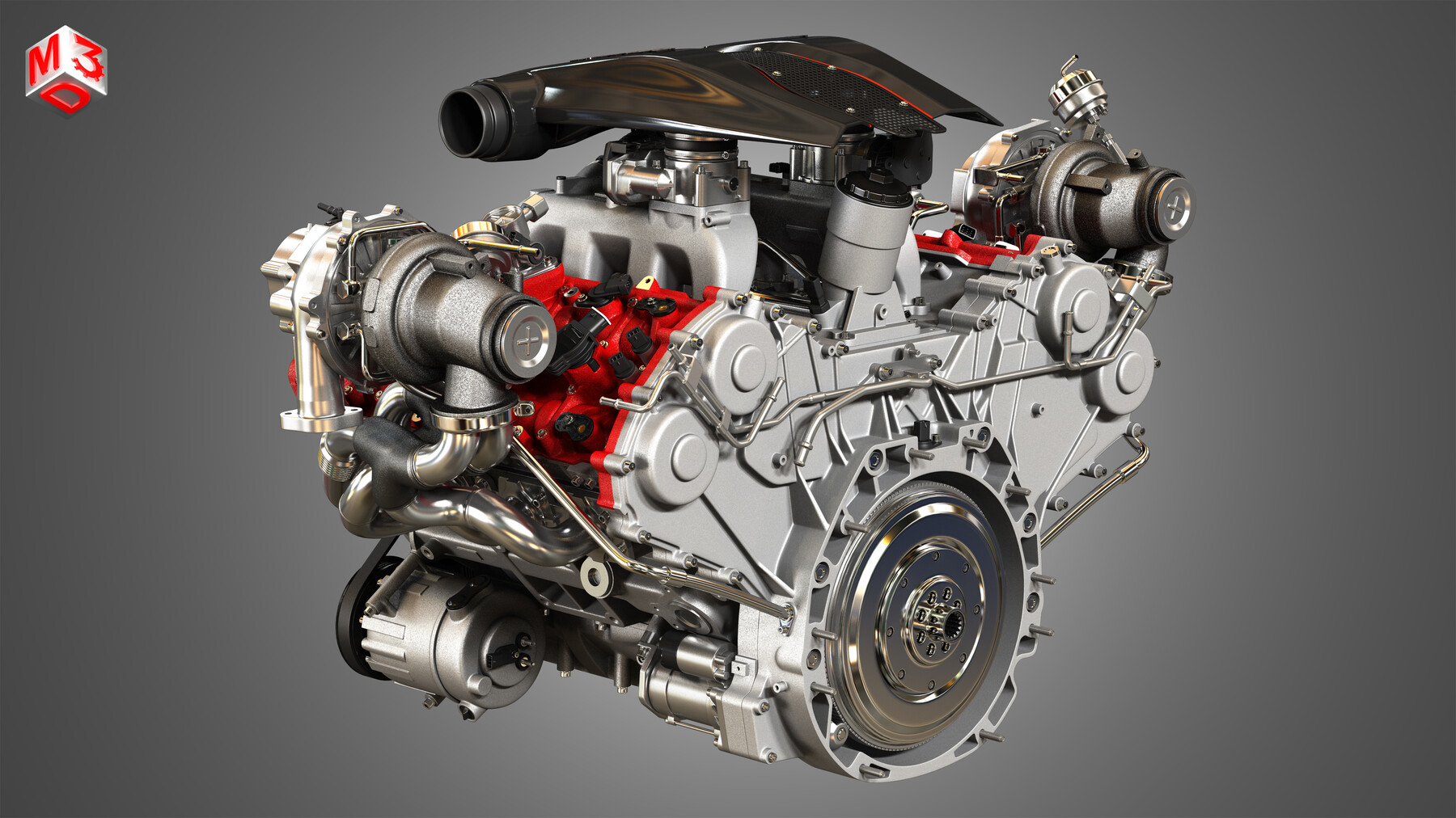 ArtStation - 488 Pista Engine - V8 Twin Turbo Engine | Resources