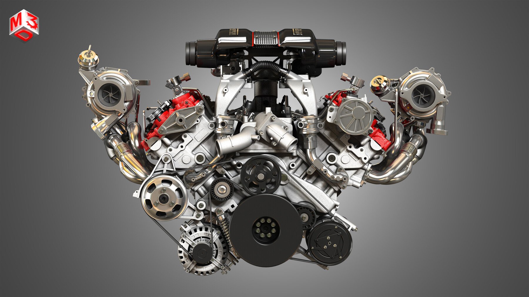 ArtStation - 488 Pista Engine - V8 Twin Turbo Engine | Resources