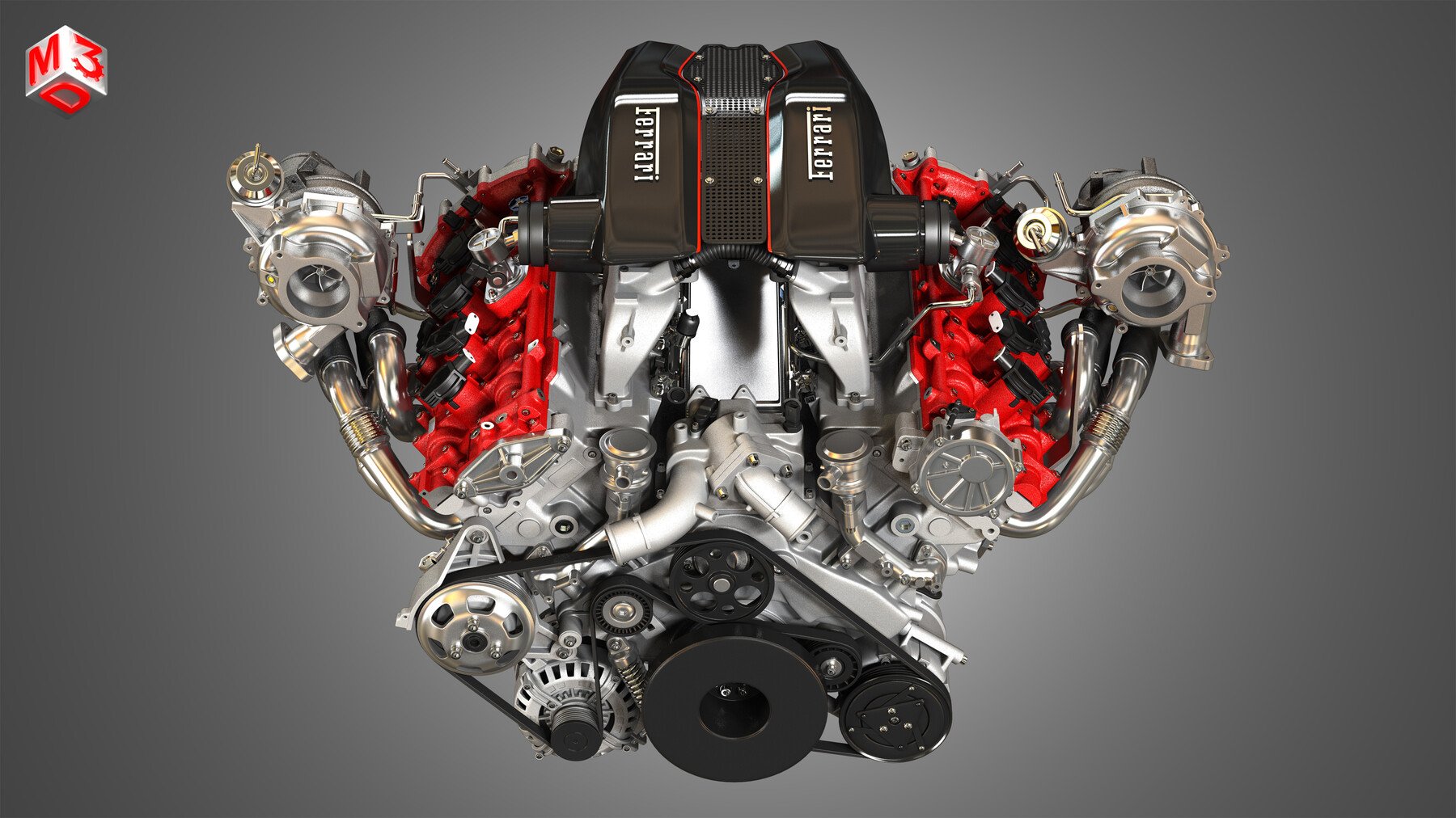 ArtStation - 488 Pista Engine - V8 Twin Turbo Engine | Resources