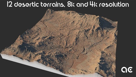 Desertic Terrains Collection Vol.1 | 12 Terrains at 8k resolution, Heightmaps+Textures+Mesh