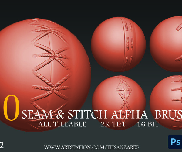 ArtStation - 50 Seam Stitch Alpha Brushe.vol2 | Brushes