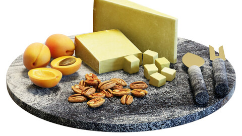 3D Model / Food Set 12 / Cheese Board with Apricots