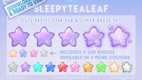 Pastel Star Twitch Sub & Cheer Badges